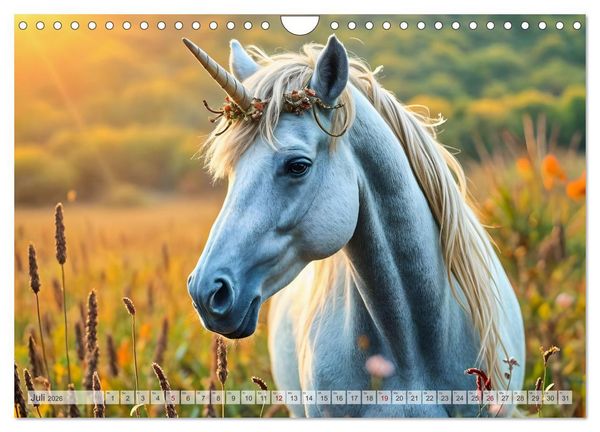 Produktbild: Einhorn Zauberwelt - Die m&auml;rchenhafte Welt der KI Einh&ouml;rner (Wandkalender 2026 DIN A4 quer), CALVENDO Monatskalender