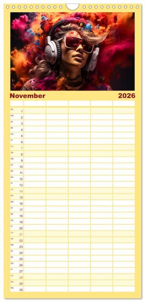 Produktbild: Familienplaner 2026 - Konzert der Farben mit 5 Spalten (Wandkalender, 21 x 45 cm) CALVENDO