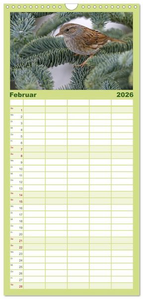 Produktbild: Familienplaner 2026 - Heimische Gartenv&ouml;gel mit 5 Spalten (Wandkalender, 21 x 45 cm) CALVENDO