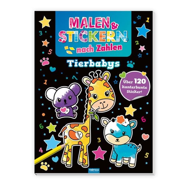 Trötsch Beschäftigungsbuch Malbuch Malen und Stickern nach Zahlen Tierbabys, Taschenbuch von , Trötsch Verlag GmbH & Co. KG, 978-3-9880234-1-4