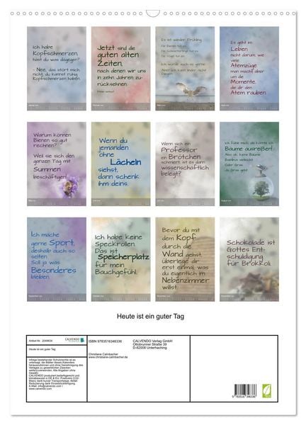 Produktbild: Heute ist ein guter Tag (Wandkalender 2026 DIN A2 hoch), CALVENDO Monatskalender