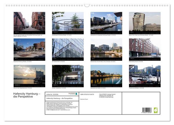 Produktbild: Hafencity Hamburg &ndash; die Perspektive (Wandkalender 2026 DIN A2 quer), CALVENDO Monatskalender