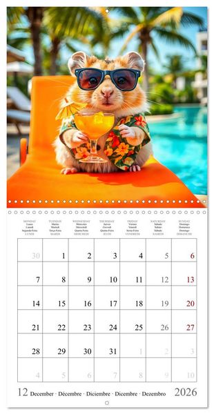 Produktbild: On holiday with AI hamsters (Wall Calendar 2026 12 &times; 12 Inch) CALVENDO 12 Month Wall Calendar