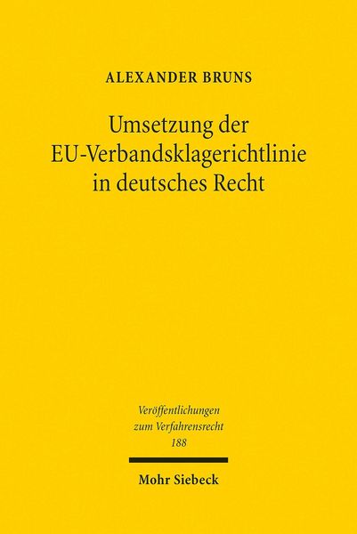 Produktbild: Umsetzung der EU-Verbandsklagerichtlinie in deutsches Recht