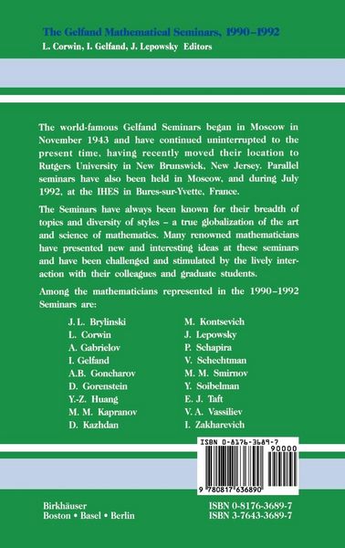 Produktbild: The Gelfand Mathematical Seminars, 1990&ndash;1992