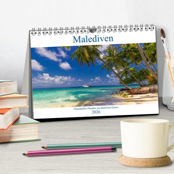 Produktbild: Malediven - Traumhaftes Paradies im Indischen Ozean (Tischkalender 2026 DIN A5 quer), CALVENDO Monatskalender