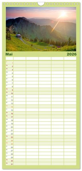 Produktbild: Familienplaner 2026 - Wo das Allg&auml;u am sch&ouml;nsten ist mit 5 Spalten (Wandkalender, 21 x 45 cm) CALVENDO