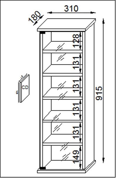 Produktbild: Holz CD DVD Wandregal Schrank Loposa Glast&uuml;r