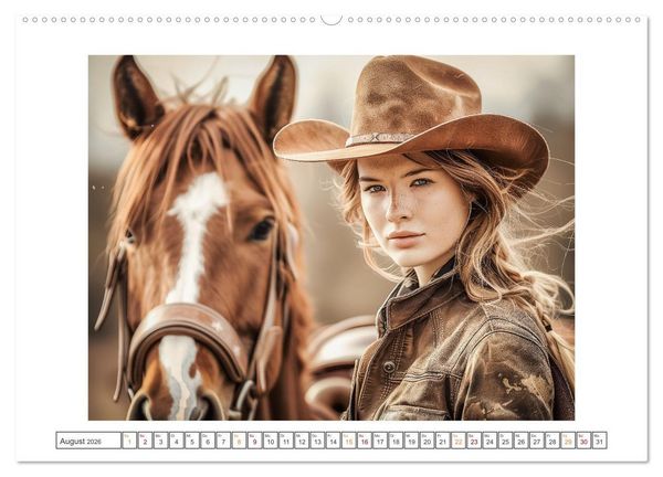 Produktbild: Sattel und Sinnlichkeit - Begegnungen mit den Verf&uuml;hrerischen Cowgirls (Wandkalender 2026 DIN A2 quer), CALVENDO Monatskalender