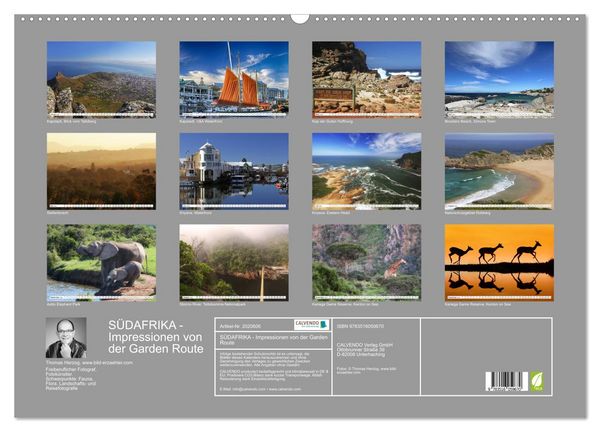 Produktbild: S&Uuml;DAFRIKA - Impressionen von der Garden Route (Wandkalender 2026 DIN A2 quer), CALVENDO Monatskalender