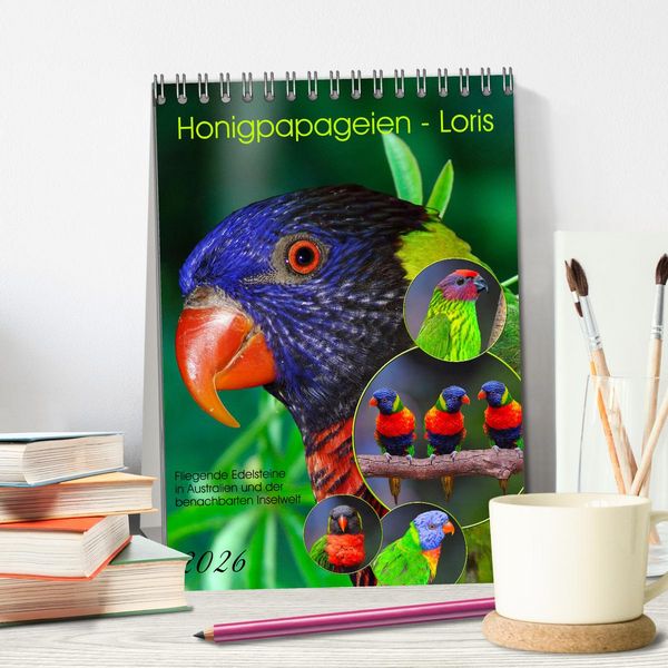 Produktbild: Honigpapageien - Loris (Tischkalender 2026 DIN A5 hoch), CALVENDO Monatskalender