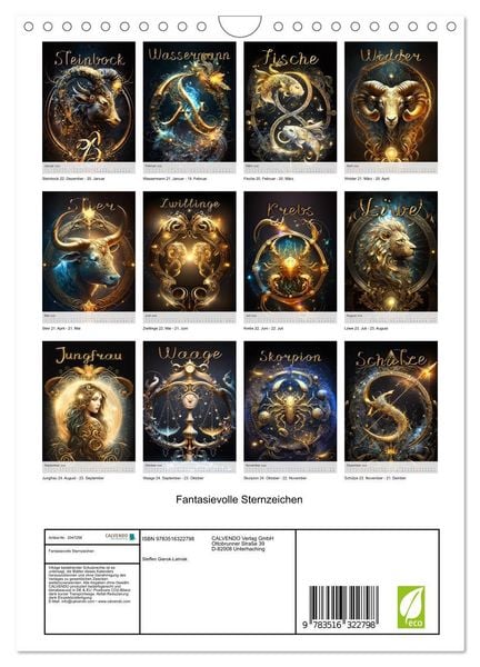 Produktbild: Fantasievolle Sternzeichen (Wandkalender 2026 DIN A4 hoch), CALVENDO Monatskalender