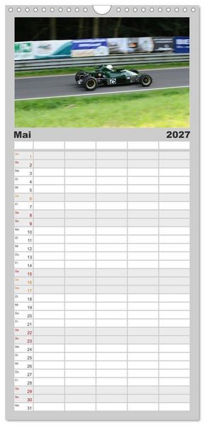Produktbild: Familienplaner 2027 - Formelrennwagen am Berg mit 5 Spalten (Wandkalender, 21 x 45 cm) CALVENDO