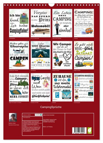 Produktbild: CampingSpr&uuml;che (Wandkalender 2026 DIN A3 hoch), CALVENDO Monatskalender