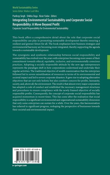 Produktbild: Integrating Environmental Sustainability and Corporate Social Responsibility: A Move Beyond Profit