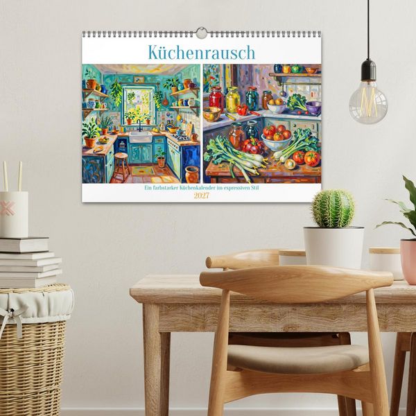 Produktbild: K&uuml;chenrausch - Ein farbstarker K&uuml;chenkalender im expressiven Stil (Wandkalender 2027 DIN A3 quer), CALVENDO Monatskalender