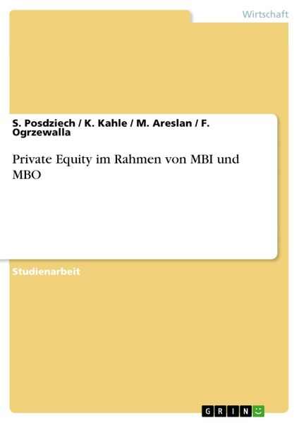 Produktbild: Private Equity im Rahmen von MBI und MBO