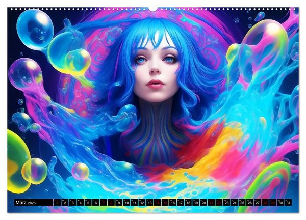Produktbild: Psychedelische Ladies (hochwertiger Premium Wandkalender 2026 DIN A2 quer), Kunstdruck in Hochglanz