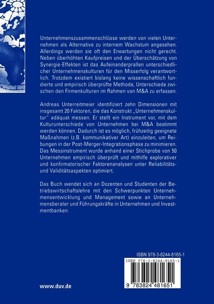 Produktbild: Unternehmenskultur bei Mergers & Acquisitions