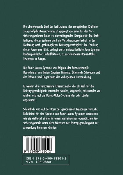 Produktbild: Effizienz von Bonus-Malus-Systemen