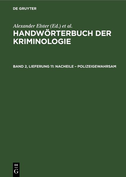 Produktbild: Handw&ouml;rterbuch der Kriminologie / Nacheile &ndash; Polizeigewahrsam