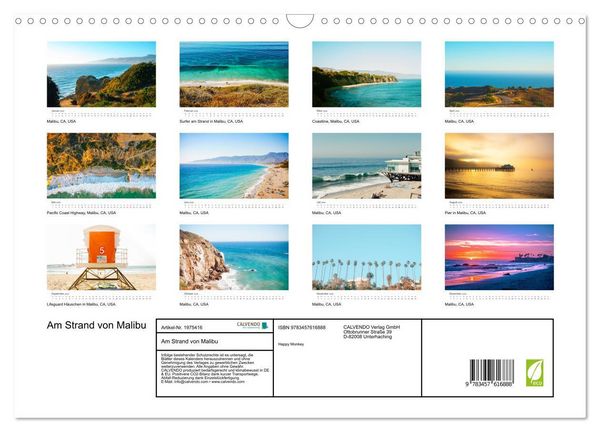 Produktbild: Am Strand von Malibu (Wandkalender 2026 DIN A3 quer), CALVENDO Monatskalender