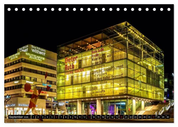Produktbild: Stuttgart - Blue City Lights (Tischkalender 2026 DIN A5 quer), CALVENDO Monatskalender