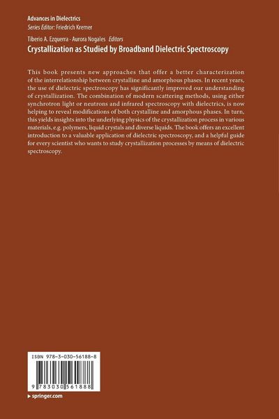 Produktbild: Crystallization as Studied by Broadband Dielectric Spectroscopy