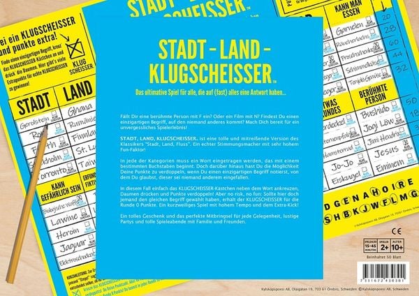 Produktbild: Kylskapspoesi KYL43030 - Spielblock, Klugscheisser, Stadt-Land-Klugscheisser