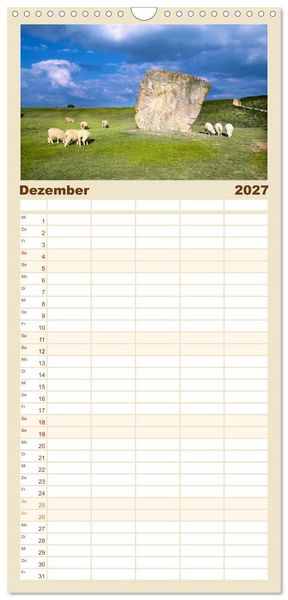 Produktbild: Familienplaner 2027 - S&uuml;dengland - Mystische Steinkreise und Dartmoor mit 5 Spalten (Wandkalender, 21 x 45 cm) CALVENDO