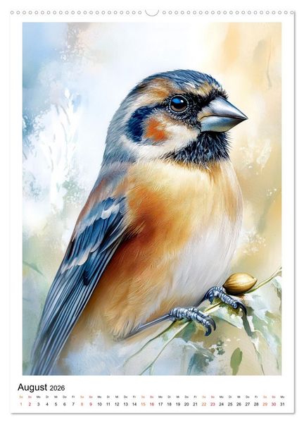 Produktbild: V&ouml;gel - gefiederte Freunde in unserem Garten (hochwertiger Premium Wandkalender 2026 DIN A2 hoch), Kunstdruck in Hochglanz