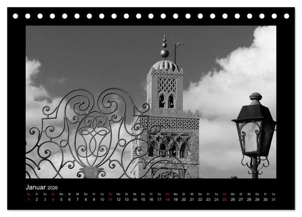 Produktbild: Marokko - Nostalgie in schwarz-weiss (Tischkalender 2026 DIN A5 quer), CALVENDO Monatskalender