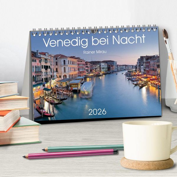Produktbild: Venedig bei Nacht 2026 (Tischkalender 2026 DIN A5 quer), CALVENDO Monatskalender