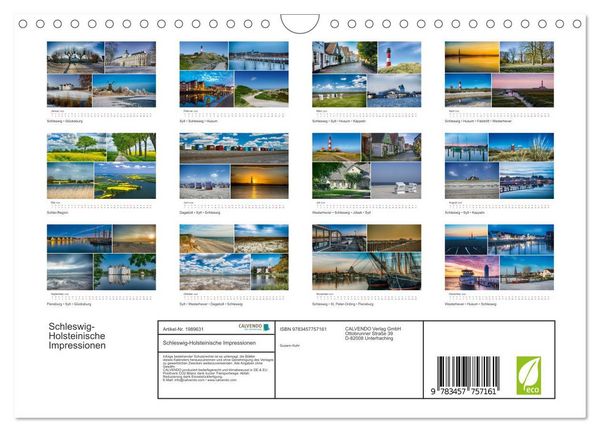 Produktbild: Schleswig-Holsteinische Impressionen (Wandkalender 2026 DIN A4 quer), CALVENDO Monatskalender