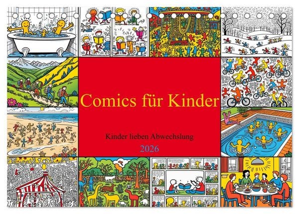 Produktbild: Comics f&uuml;r Kinder . Kinder lieben Abwechslung (Tischkalender 2026 DIN A5 quer), CALVENDO Monatskalender
