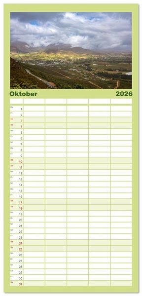 Produktbild: Familienplaner 2026 - S&uuml;dafrika - Landschaft voller Vielfalt und Sch&ouml;nheit mit 5 Spalten (Wandkalender, 21 x 45 cm) CALVENDO