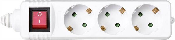 Produktbild: Sygonix BT-2372210 Steckdosenleiste mit Schalter 3fach Wei&szlig; 1St.