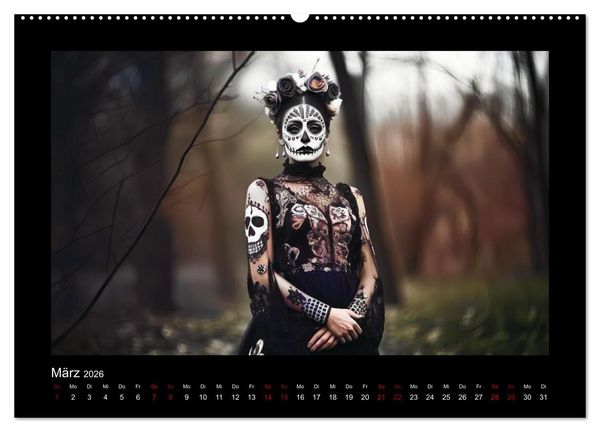 Produktbild: Festliche Dia de Muertos Portr&auml;ts (hochwertiger Premium Wandkalender 2026 DIN A2 quer), Kunstdruck in Hochglanz