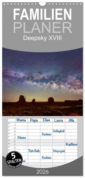 Produktbild: Familienplaner 2026 - Deepsky XVIII mit 5 Spalten (Wandkalender, 21 x 45 cm) CALVENDO