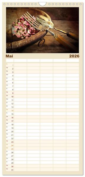 Produktbild: Familienplaner 2026 - Wabi Sabi: All die sch&ouml;nen alten Dinge mit 5 Spalten (Wandkalender, 21 x 45 cm) CALVENDO