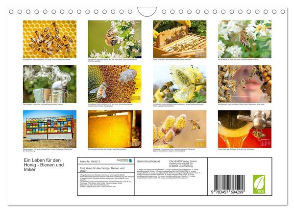 Produktbild: Ein Leben f&uuml;r den Honig - Bienen und Imker (Wandkalender 2026 DIN A4 quer), CALVENDO Monatskalender