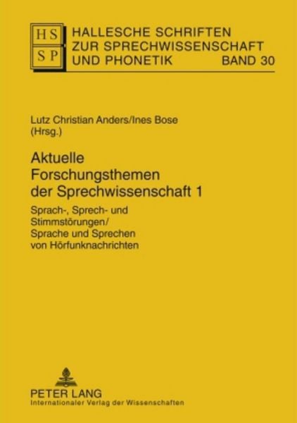 Produktbild: Aktuelle Forschungsthemen der Sprechwissenschaft 1