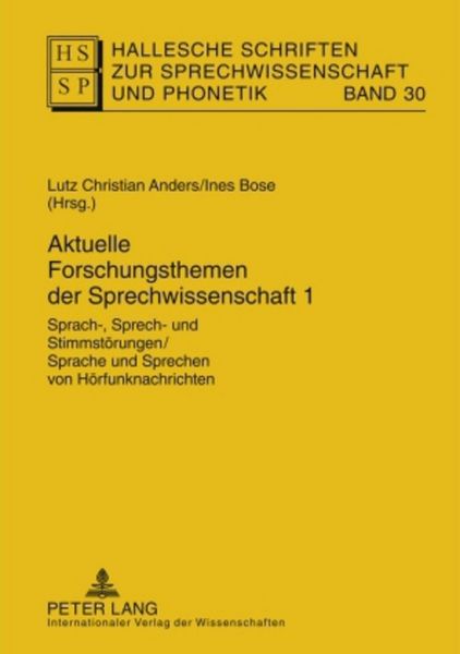 Produktbild: Aktuelle Forschungsthemen der Sprechwissenschaft 1