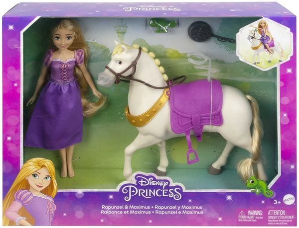 Mattel - Disney Princess Rapunzel und Maximus Spielfiguren mit Bratpfannenbürste