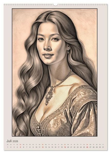 Produktbild: Portr&auml;ts von Frauen in historischen Kost&uuml;men (hochwertiger Premium Wandkalender 2026 DIN A2 hoch), Kunstdruck in Hochglanz