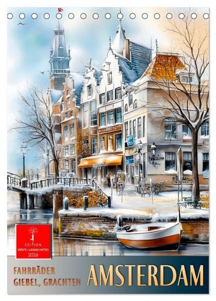 Produktbild: Amsterdam - Fahrr&auml;der, Giebel, Grachten (Tischkalender 2026 DIN A5 hoch), CALVENDO Monatskalender