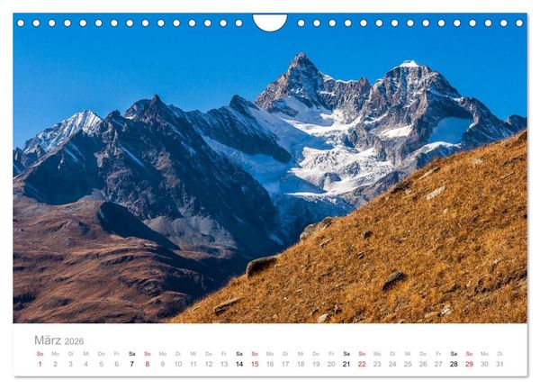 Produktbild: Walliser Alpen &ndash; Europas &raquo;kleiner&laquo; Himalaya (Wandkalender 2026 DIN A4 quer), CALVENDO Monatskalender