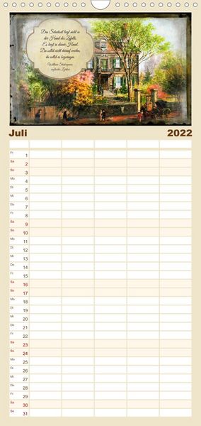 Produktbild: Poetische Romantik - Familienplaner hoch (Wandkalender 2022 , 21 cm x 45 cm, hoch)