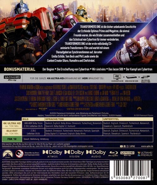 Produktbild: Transformers One (4K Ultra HD) (+ Blu-ray)