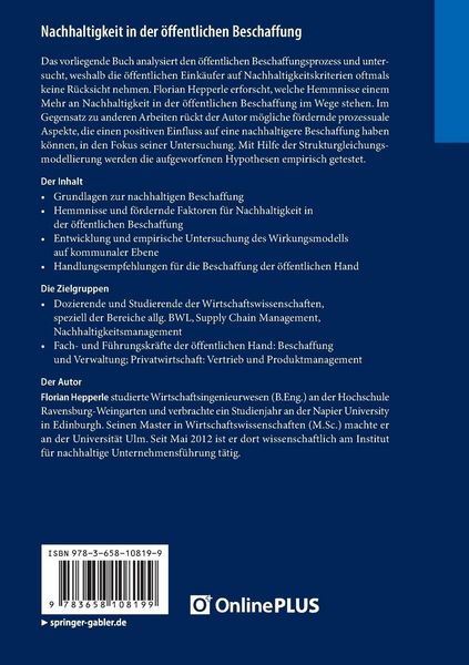 Produktbild: Nachhaltigkeit in der &ouml;ffentlichen Beschaffung